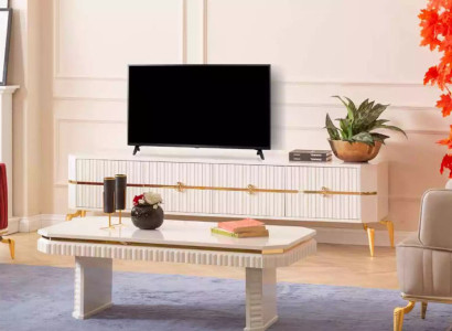 Coffee table sideboard 2-piece living room furniture table lowboard new white